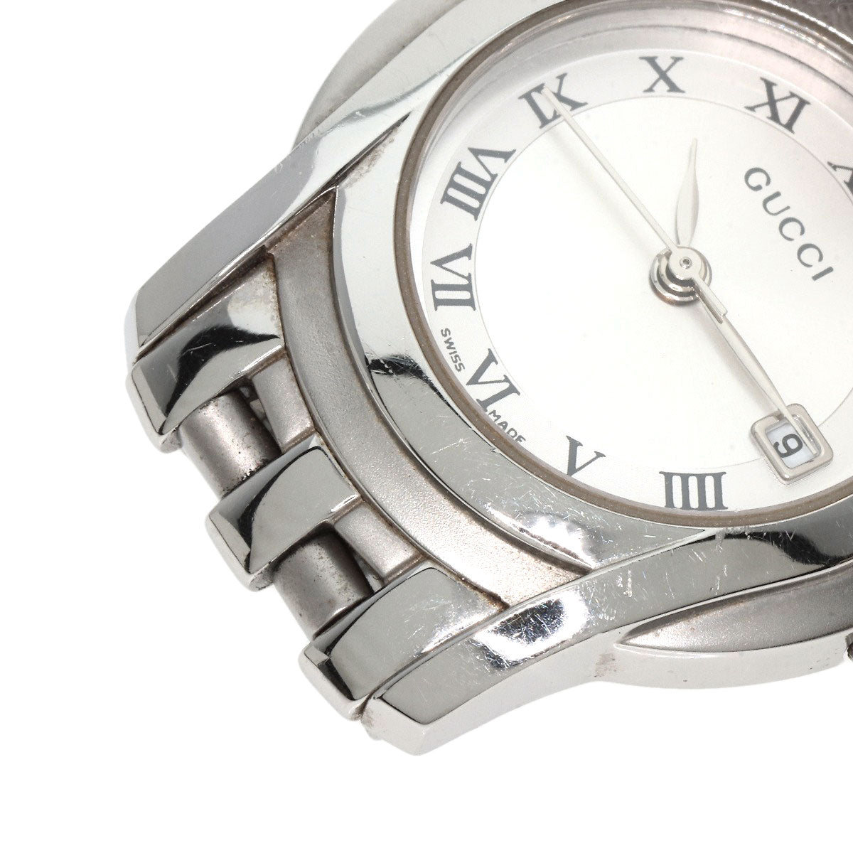 GUCCI Watches Quartz 5500L Stainless Steel , Stainless Steel Silver Round face Silver dial Women Used