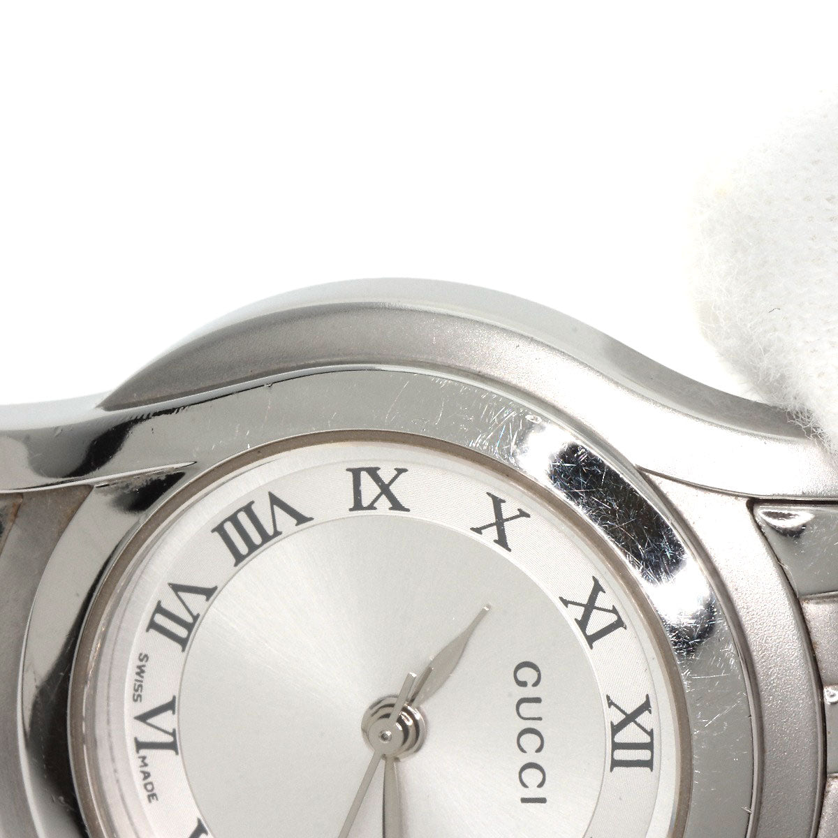 GUCCI Watches Quartz 5500L Stainless Steel , Stainless Steel Silver Round face Silver dial Women Used
