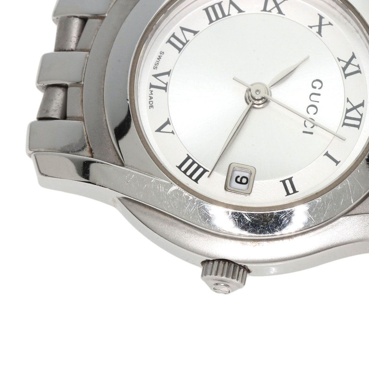 GUCCI Watches Quartz 5500L Stainless Steel , Stainless Steel Silver Round face Silver dial Women Used