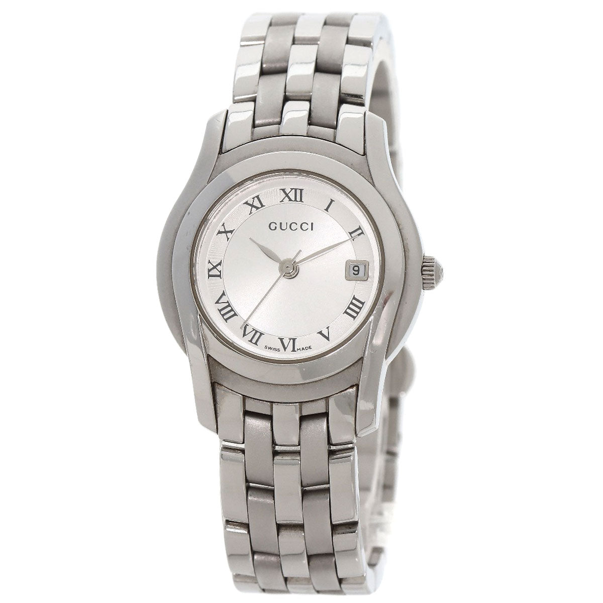GUCCI Watches Quartz 5500L Stainless Steel , Stainless Steel Silver Round face Silver dial Women Used