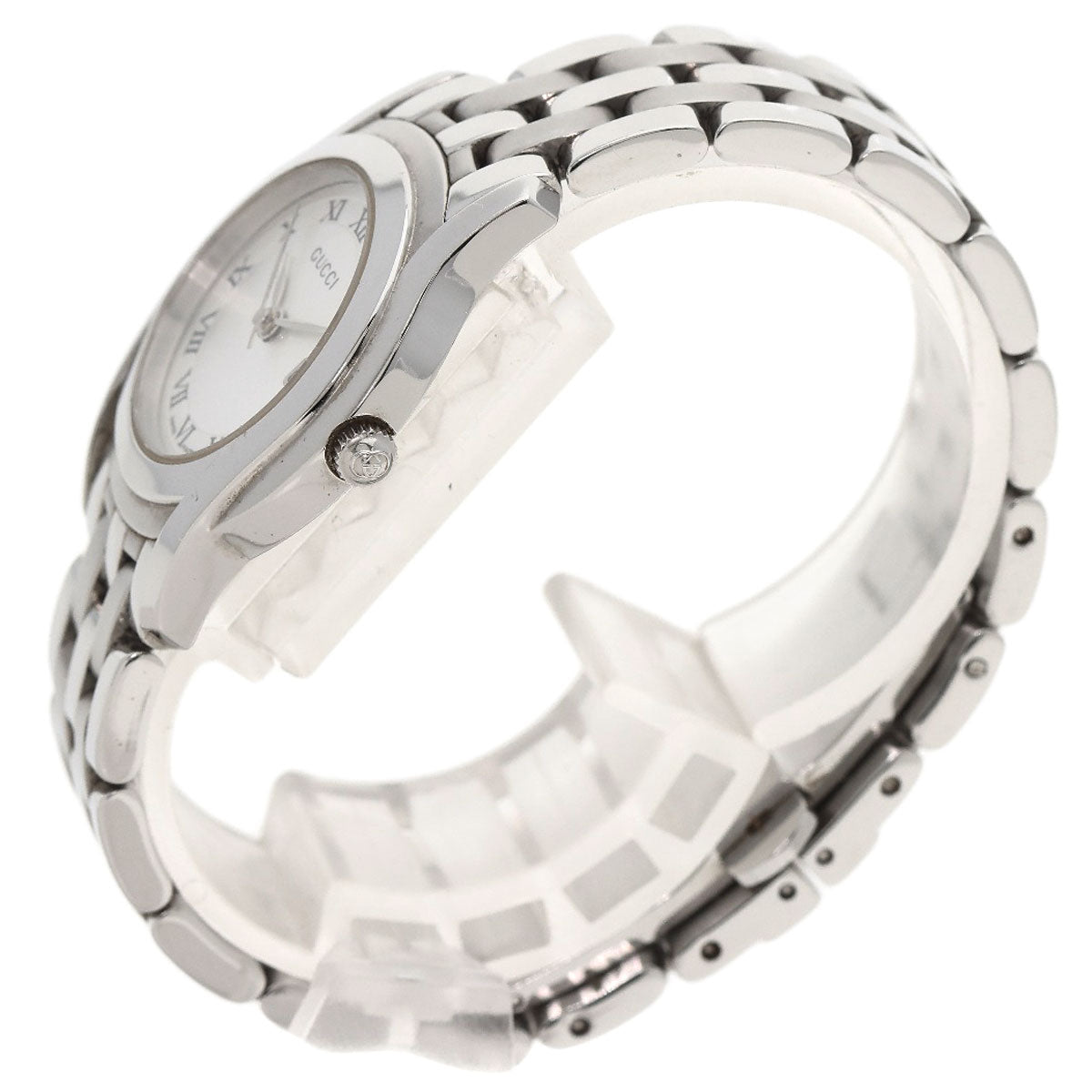 GUCCI Watches Quartz 5500L Stainless Steel , Stainless Steel Silver Round face Silver dial Women Used