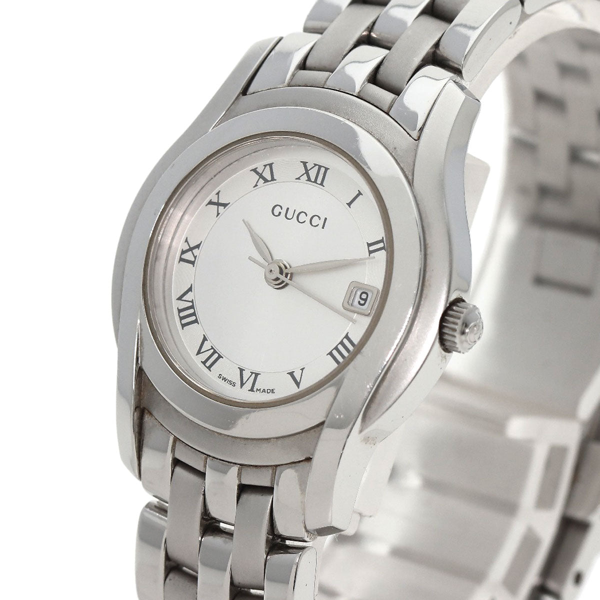 GUCCI Watches Quartz 5500L Stainless Steel , Stainless Steel Silver Round face Silver dial Women Used
