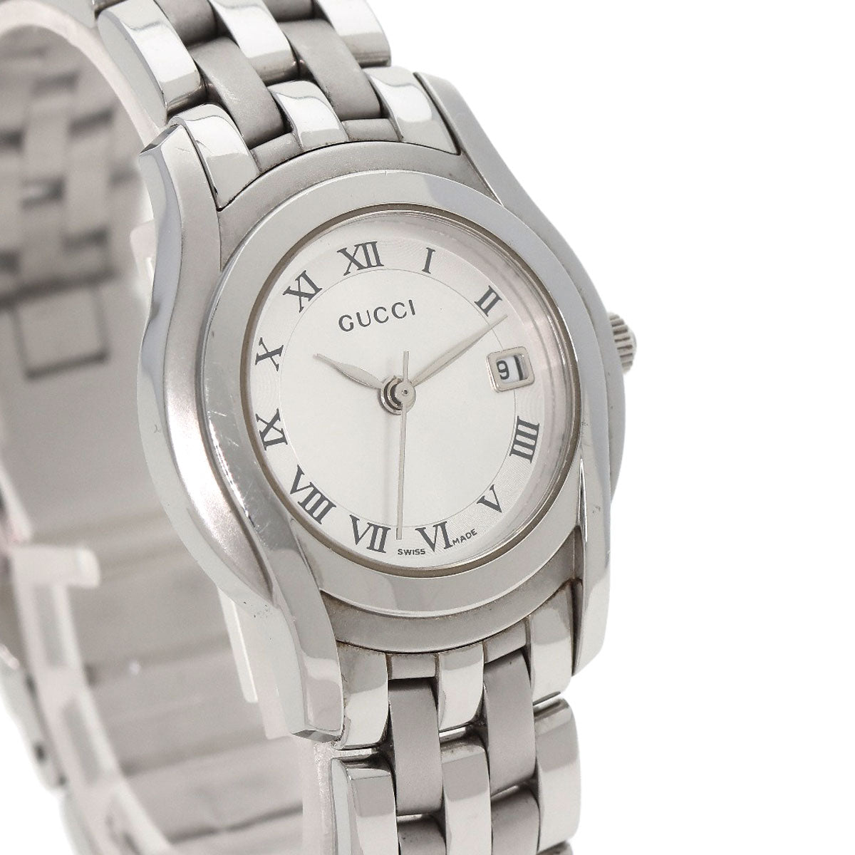 GUCCI Watches Quartz 5500L Stainless Steel , Stainless Steel Silver Round face Silver dial Women Used