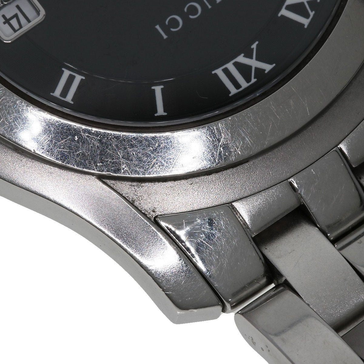 GUCCI Watches Quartz 5500M Stainless Steel , Stainless Steel Silver Round face black dial mens Used