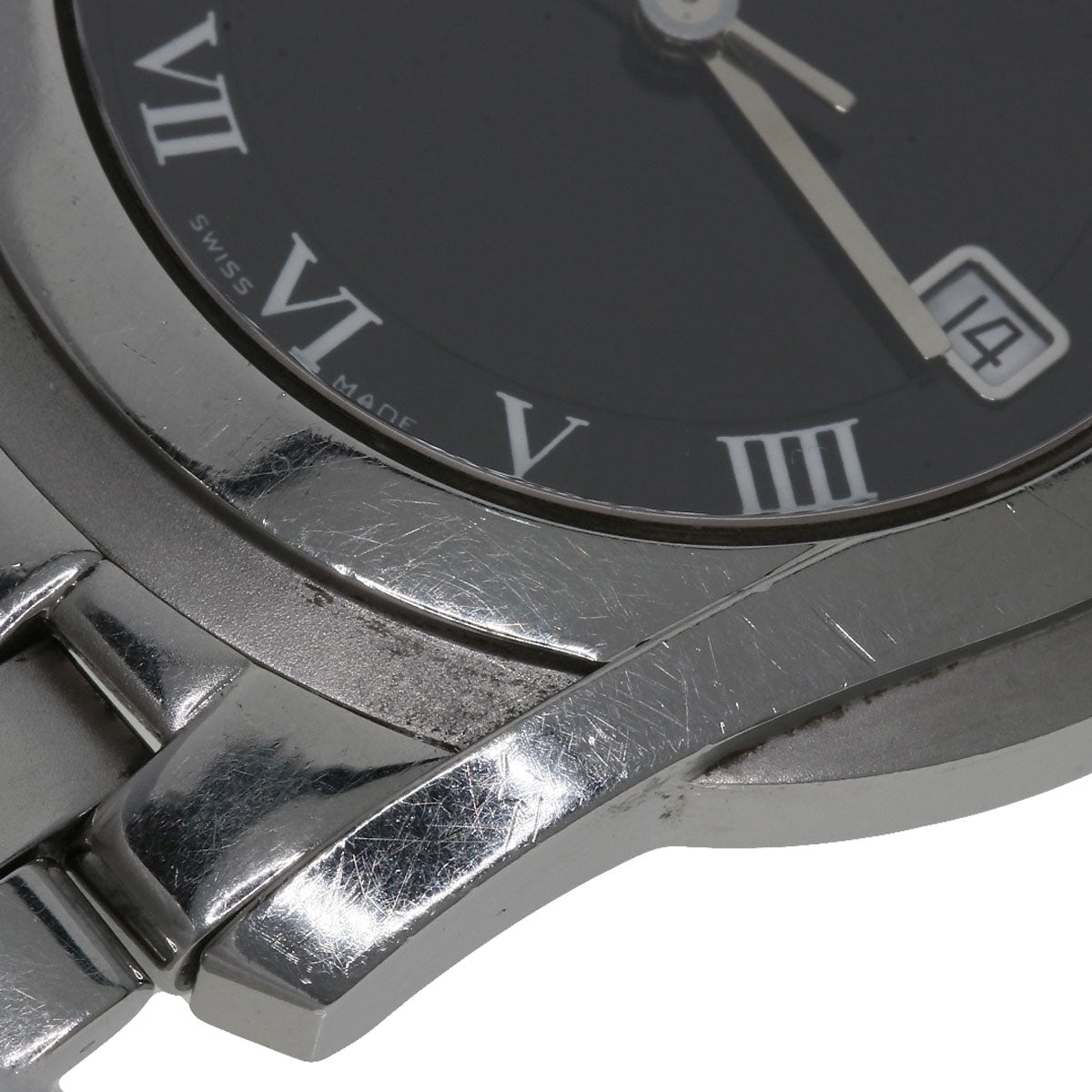 GUCCI Watches Quartz 5500M Stainless Steel , Stainless Steel Silver Round face black dial mens Used