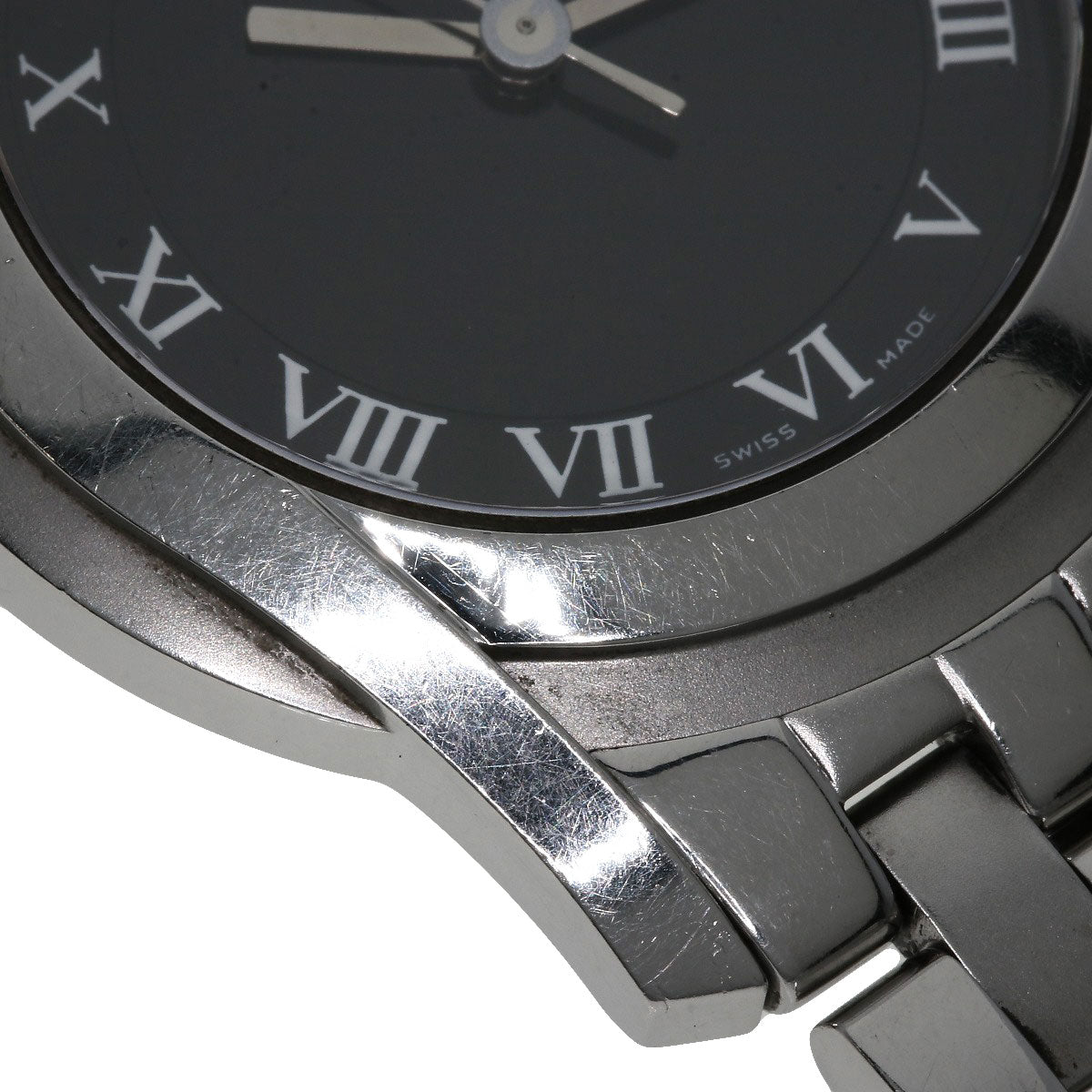 GUCCI Watches Quartz 5500M Stainless Steel , Stainless Steel Silver Round face black dial mens Used