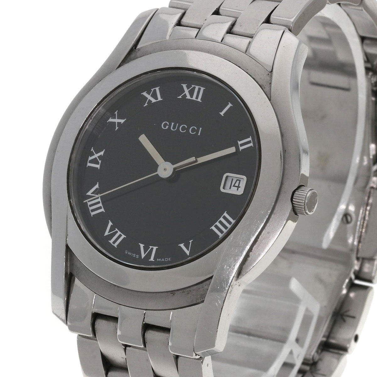 GUCCI Watches Quartz 5500M Stainless Steel , Stainless Steel Silver Round face black dial mens Used
