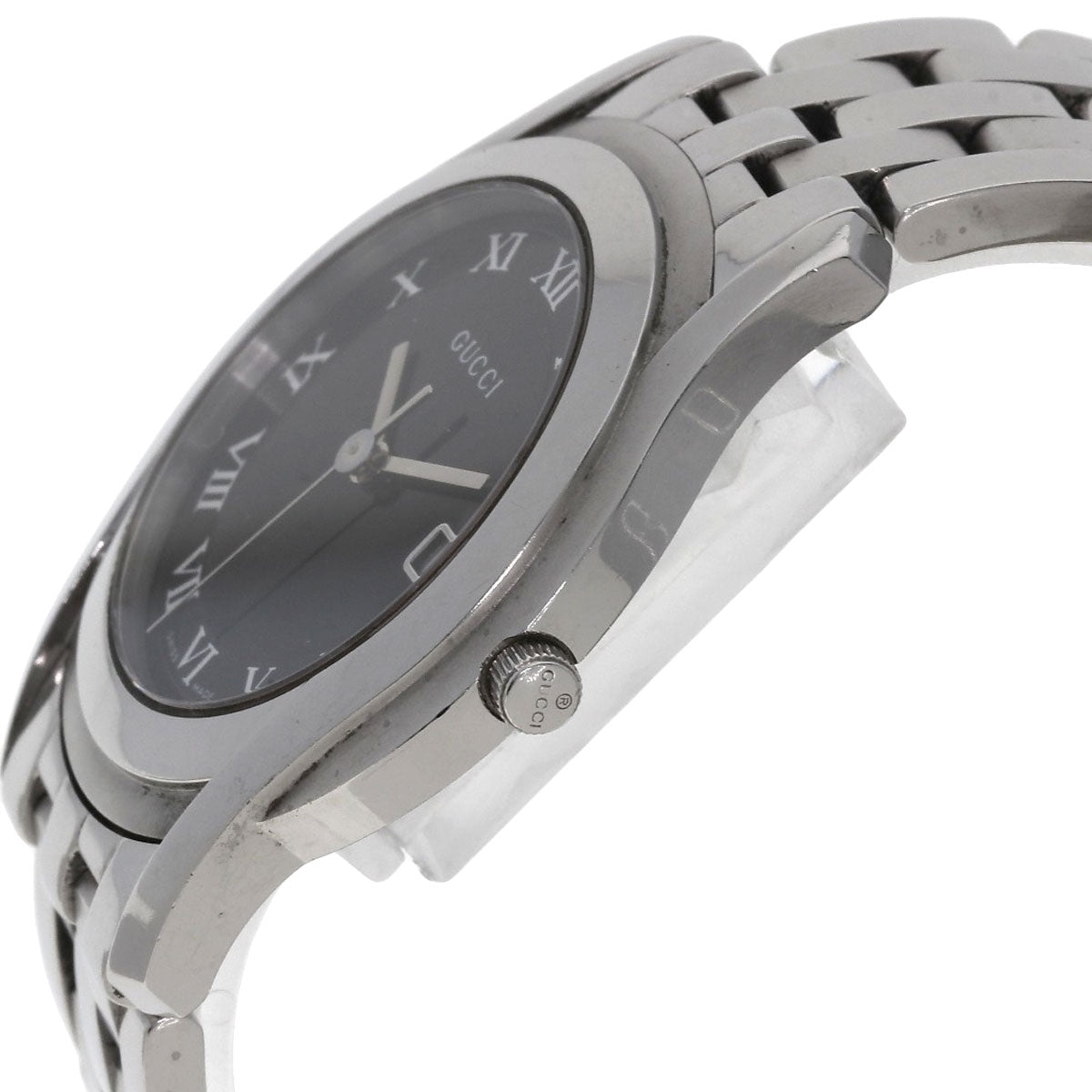 GUCCI Watches Quartz 5500M Stainless Steel , Stainless Steel Silver Round face black dial mens Used