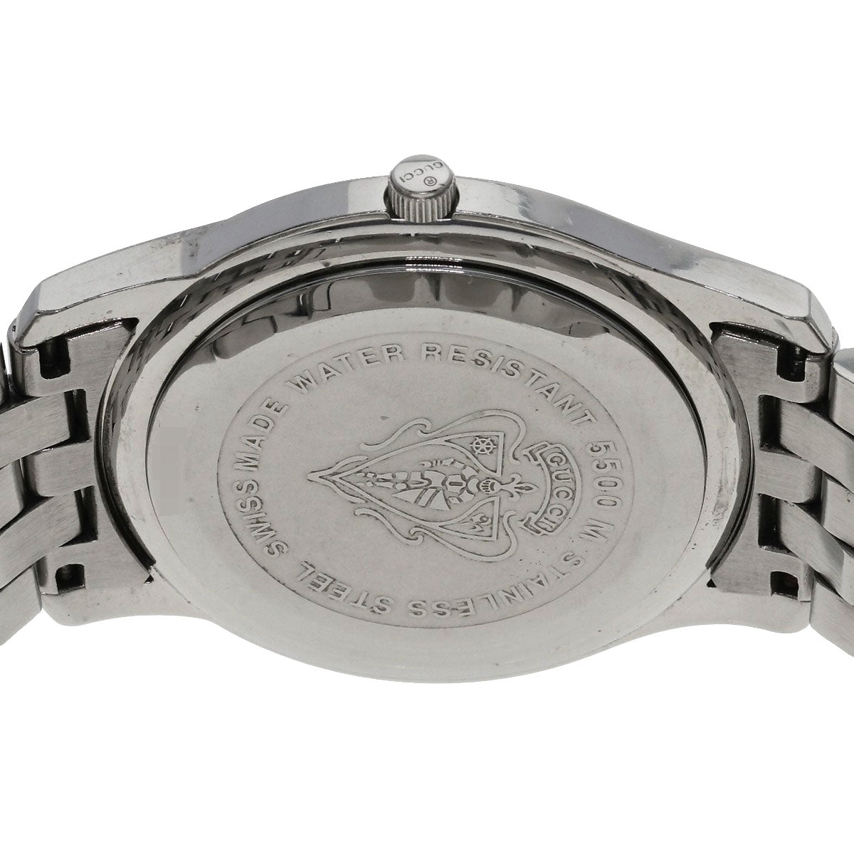 GUCCI Watches Quartz 5500M Stainless Steel , Stainless Steel Silver Round face black dial mens Used