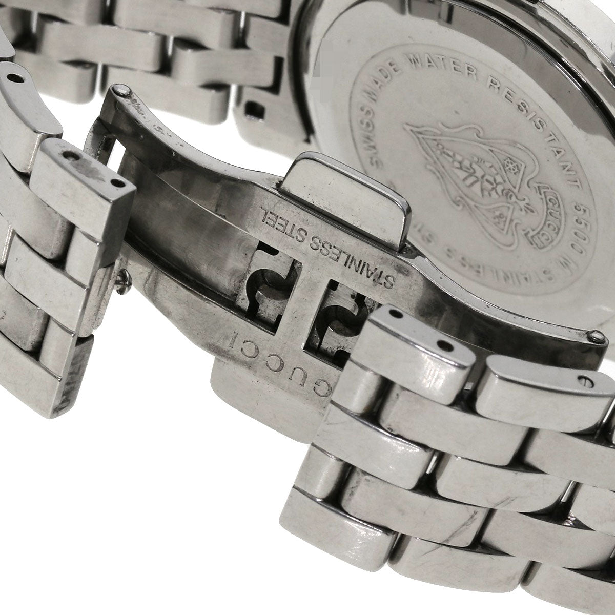 GUCCI Watches Quartz 5500M Stainless Steel , Stainless Steel Silver Round face black dial mens Used