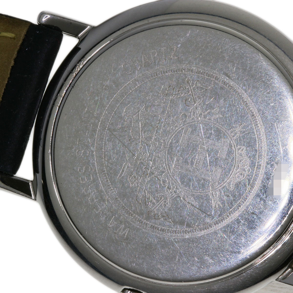 HERMES Watches Quartz Combination, Leather Silver Meteor Ivory dial mens Used