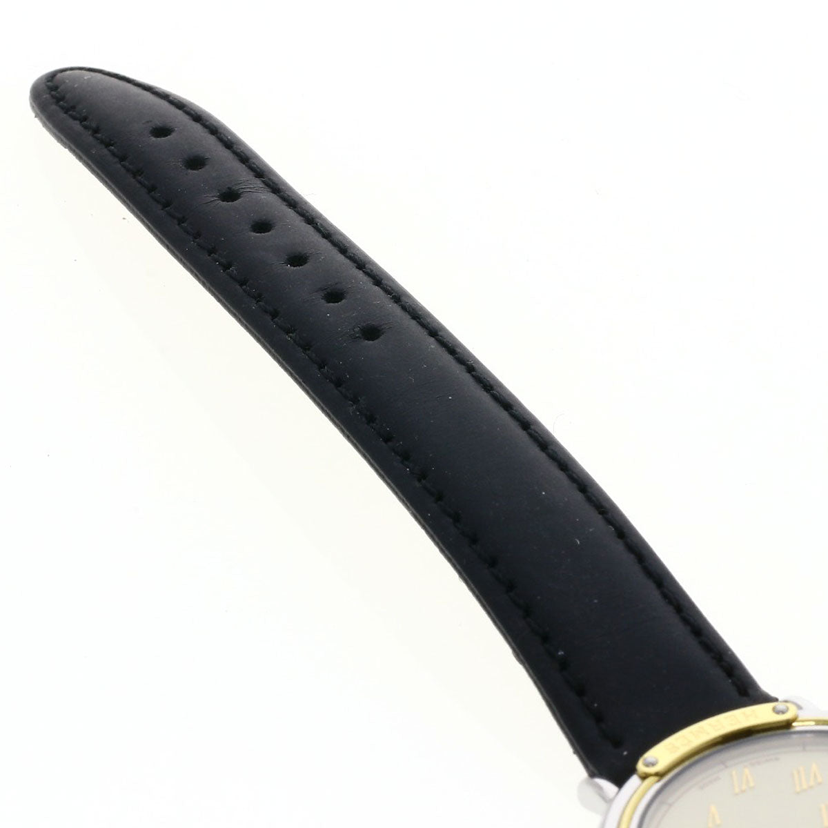 HERMES Watches Quartz Combination, Leather Silver Meteor Ivory dial mens Used