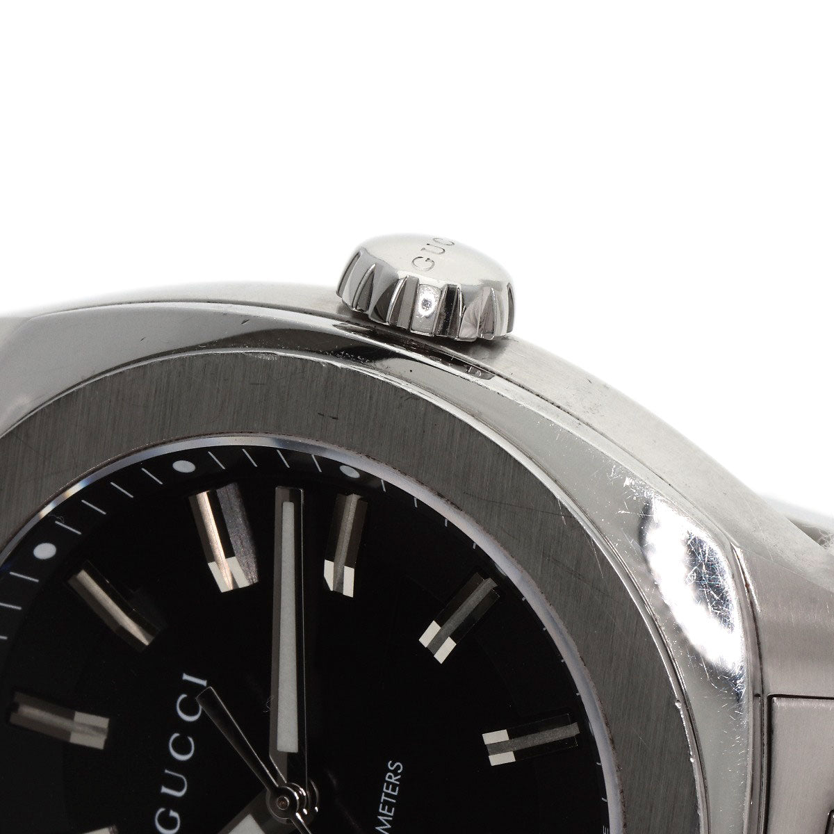 GUCCI Watches Quartz Stainless Steel , Stainless Steel Silver 142.2 black dial mens Used