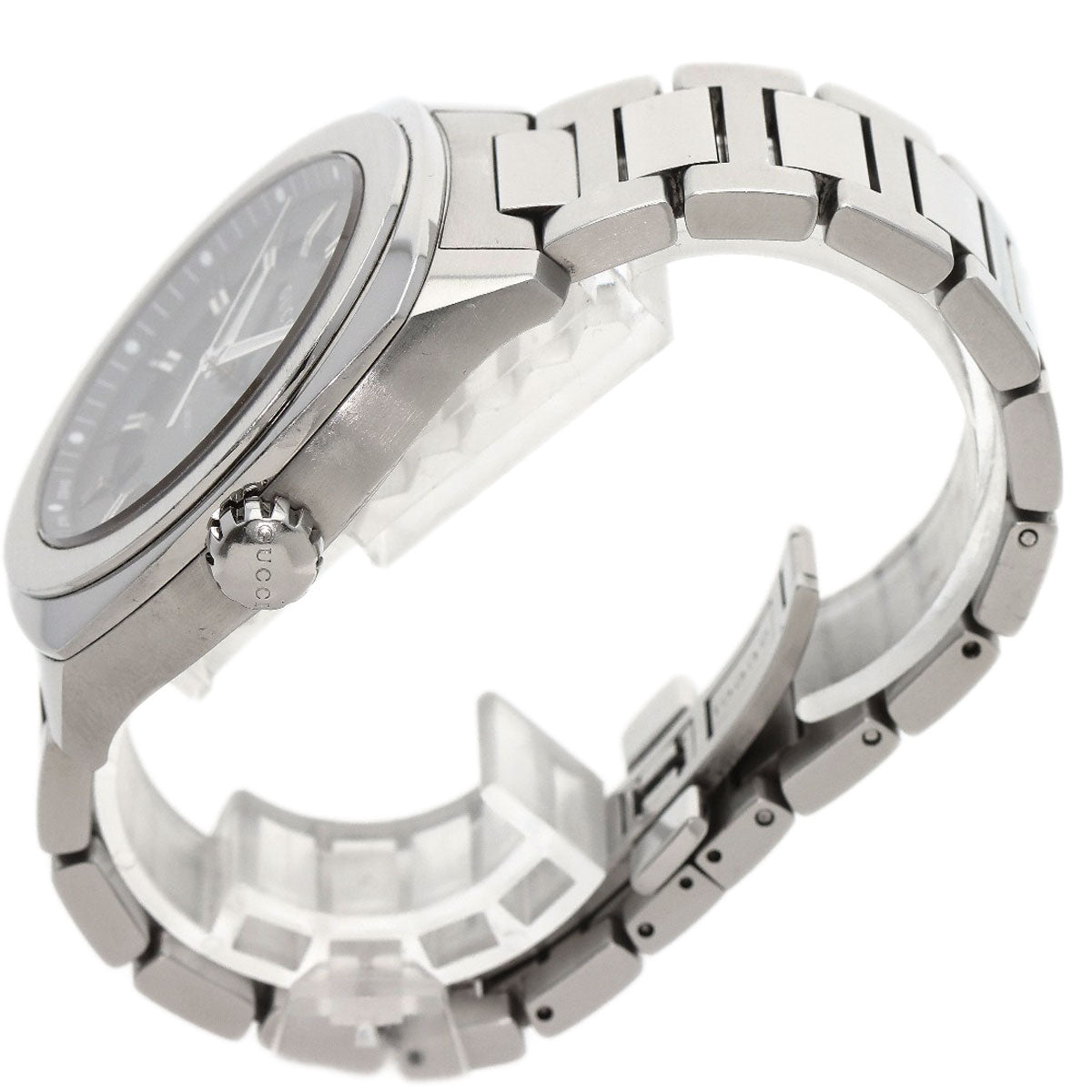 GUCCI Watches Quartz Stainless Steel , Stainless Steel Silver 142.2 black dial mens Used