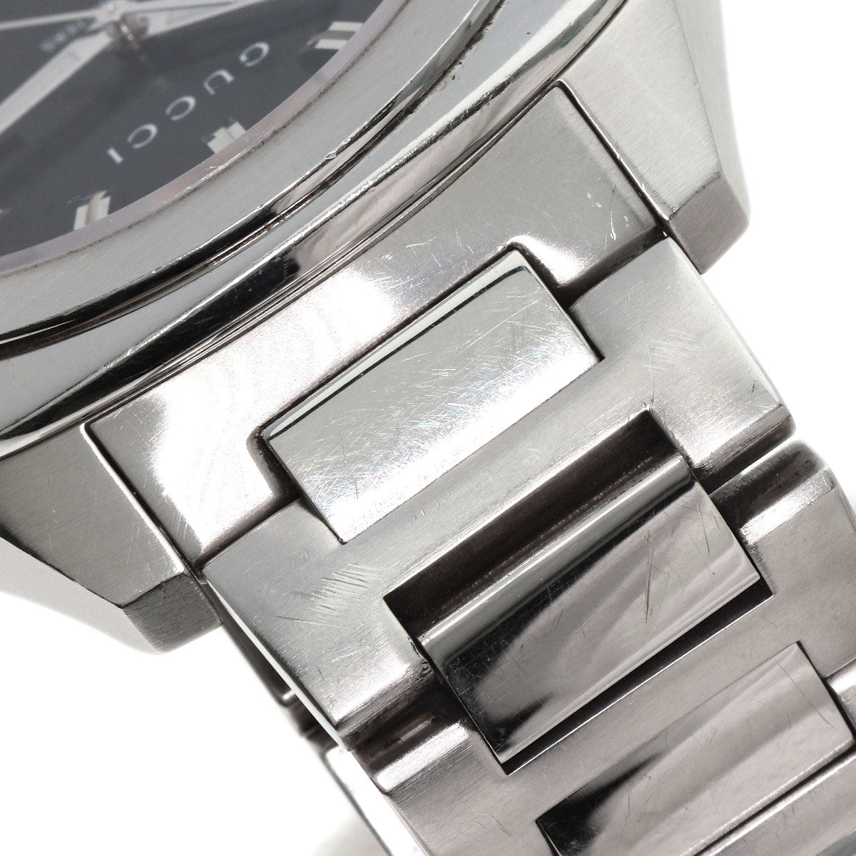 GUCCI Watches Quartz Stainless Steel , Stainless Steel Silver 142.2 black dial mens Used