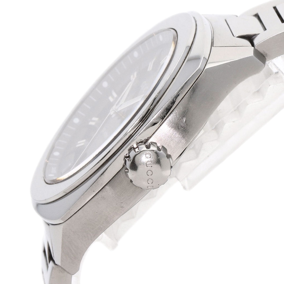 GUCCI Watches Quartz Stainless Steel , Stainless Steel Silver 142.2 black dial mens Used
