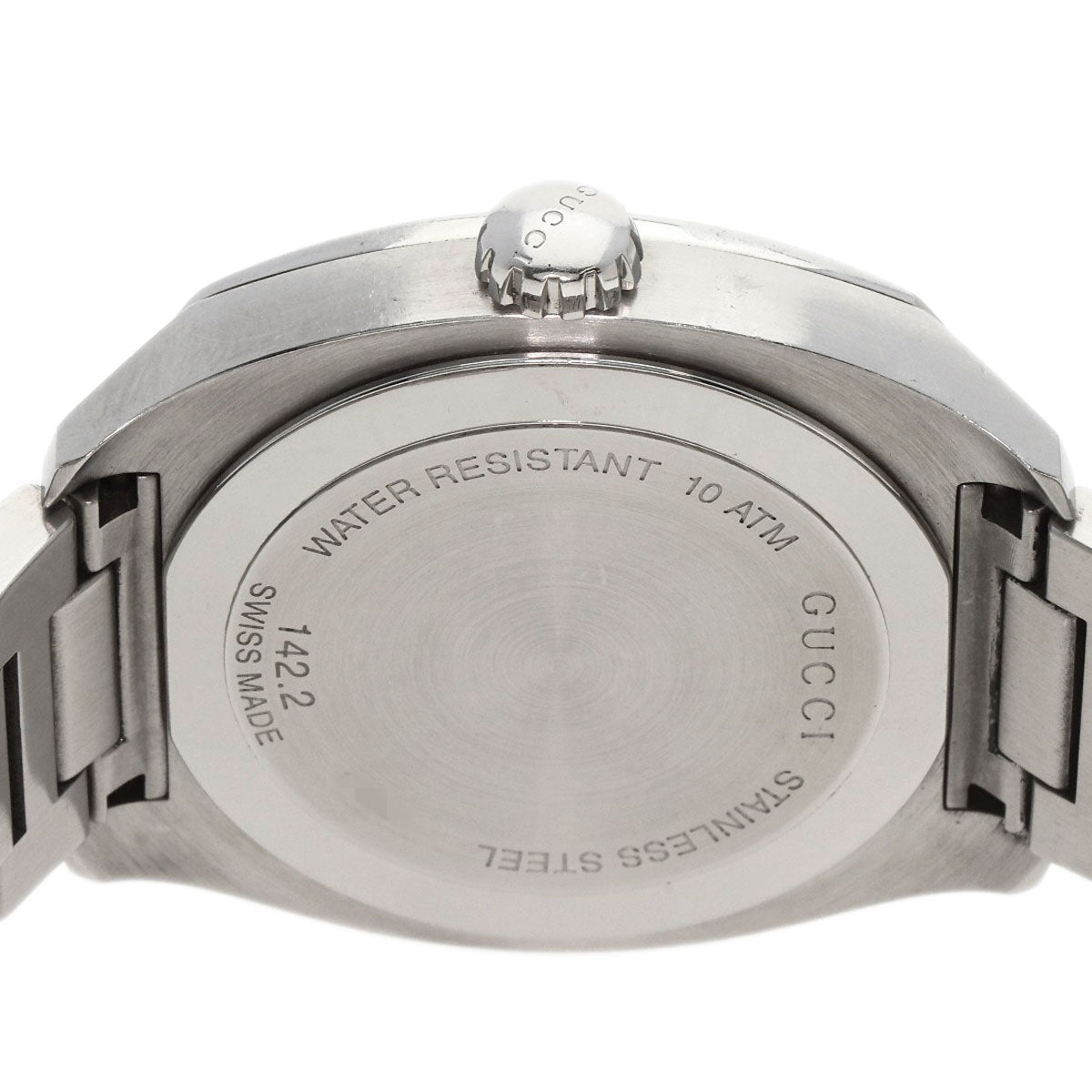 GUCCI Watches Quartz Stainless Steel , Stainless Steel Silver 142.2 black dial mens Used