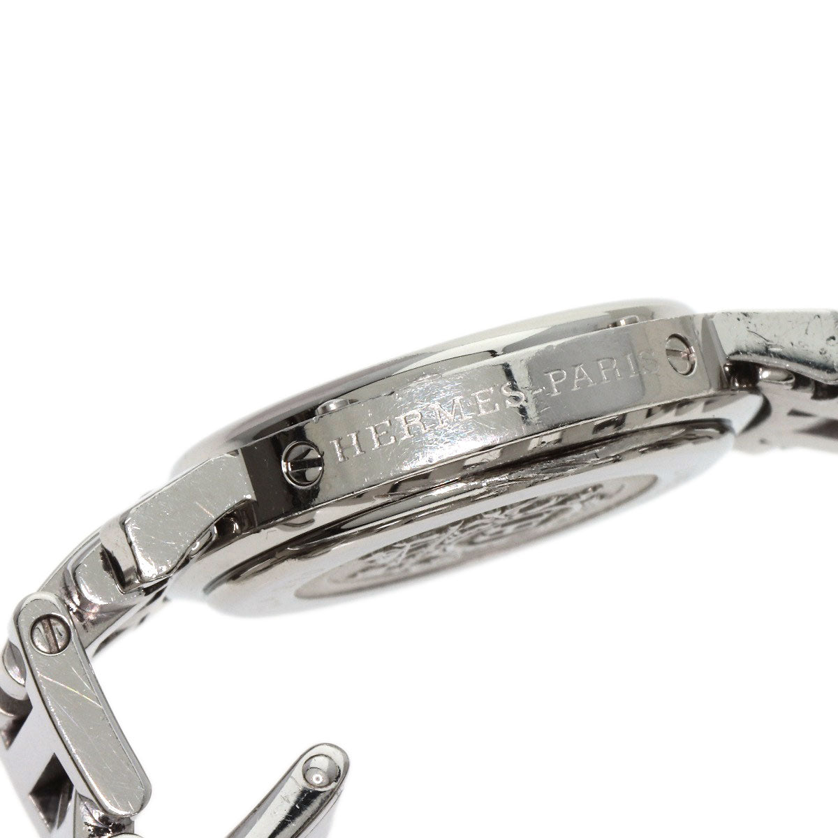 HERMES Watches Quartz CL4.210 Stainless Steel , Stainless Steel Silver Clipper Nacle New Buckle Pink shell dial Women Used