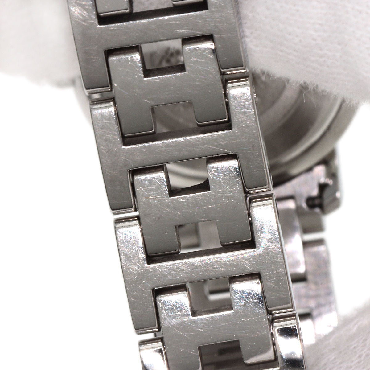 HERMES Watches Quartz CL4.210 Stainless Steel , Stainless Steel Silver Clipper Nacle New Buckle Pink shell dial Women Used