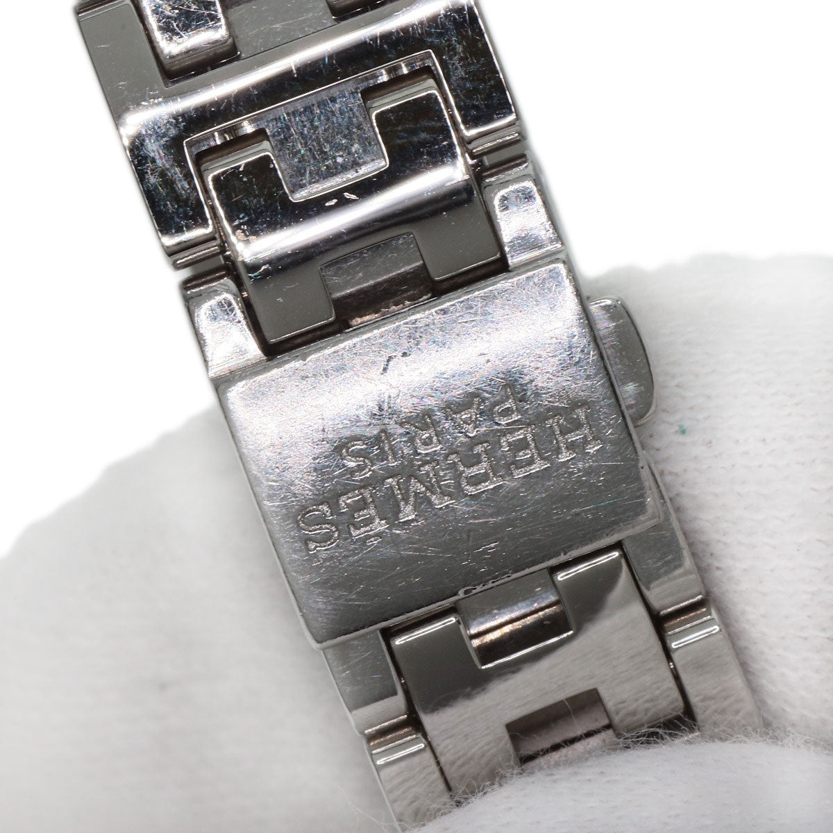 HERMES Watches Quartz CL4.210 Stainless Steel , Stainless Steel Silver Clipper Nacle New Buckle Pink shell dial Women Used