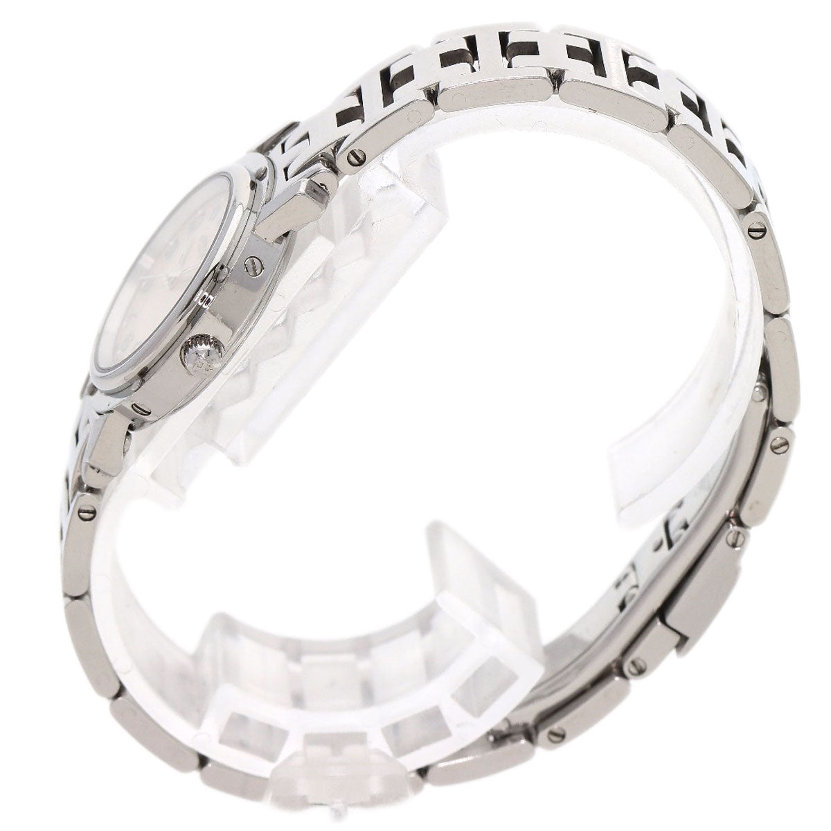 HERMES Watches Quartz CL4.210 Stainless Steel , Stainless Steel Silver Clipper Nacle New Buckle Pink shell dial Women Used