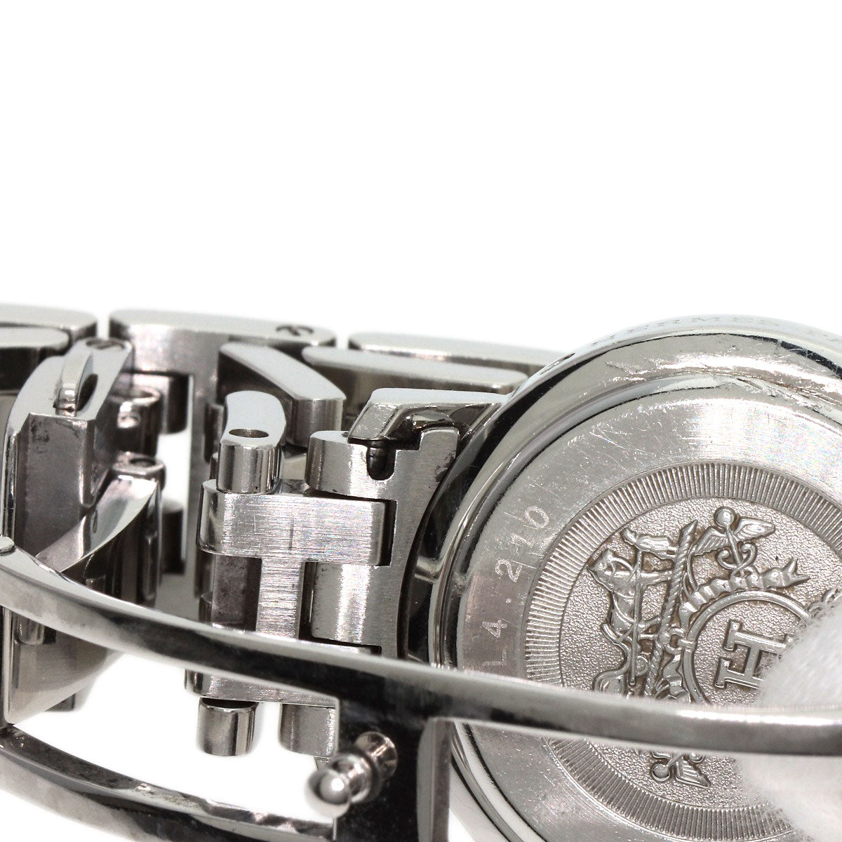 HERMES Watches Quartz CL4.210 Stainless Steel , Stainless Steel Silver Clipper Nacle New Buckle Pink shell dial Women Used