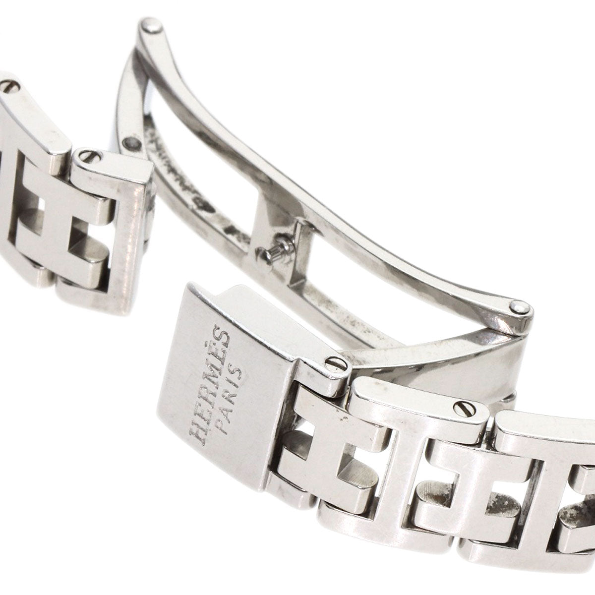 HERMES Watches Quartz CL4.210 Stainless Steel , Stainless Steel Silver Clipper Nacle New Buckle Pink shell dial Women Used