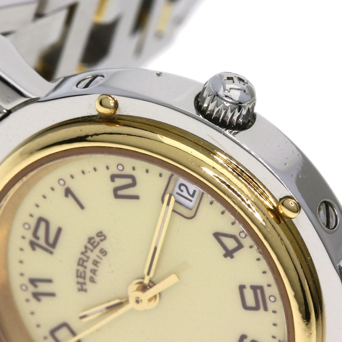 HERMES Watches Quartz CL4.220 Stainless Steel , SSxGP Silver Clipper new buckle Ivory dial Women Used