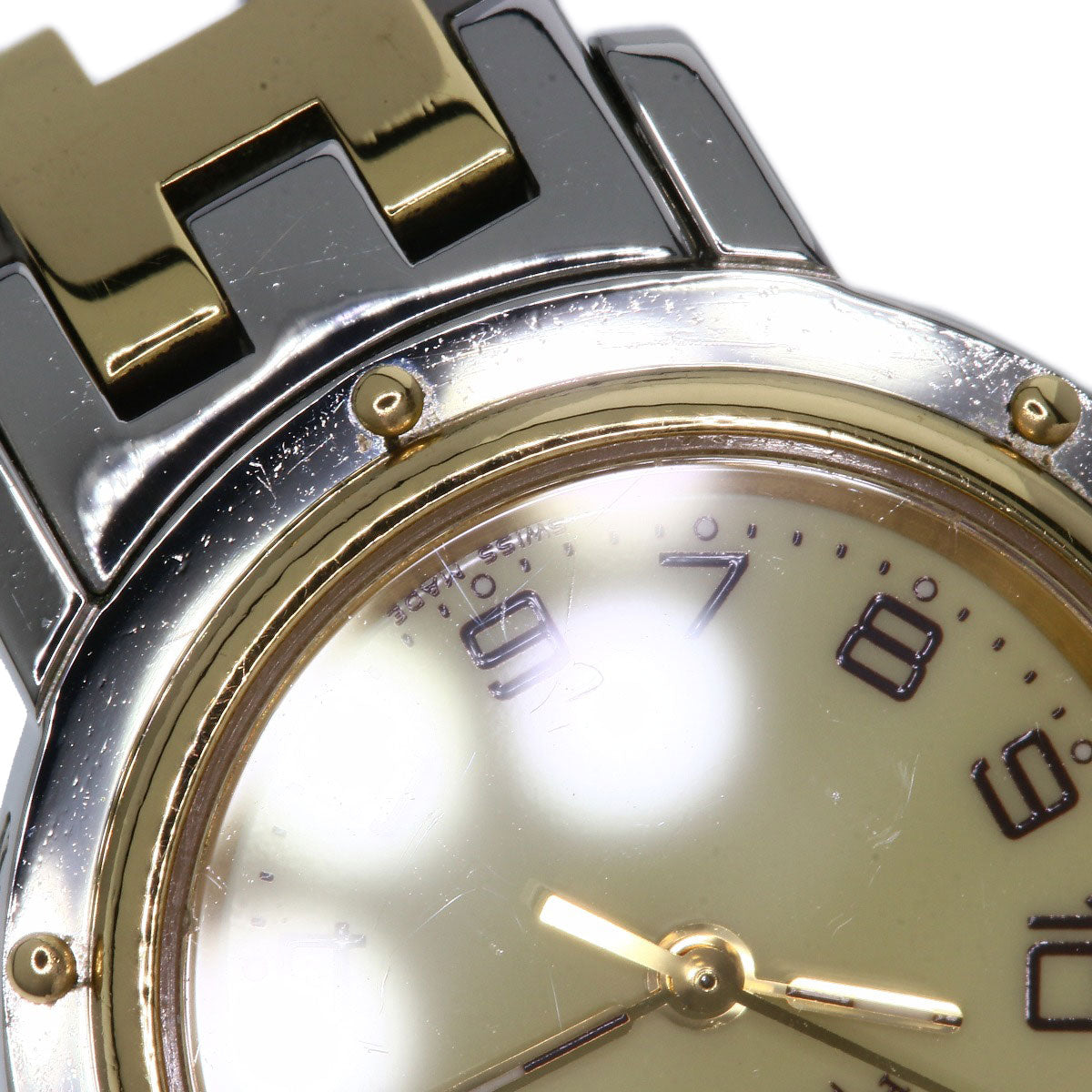 HERMES Watches Quartz CL4.220 Stainless Steel , SSxGP Silver Clipper new buckle Ivory dial Women Used