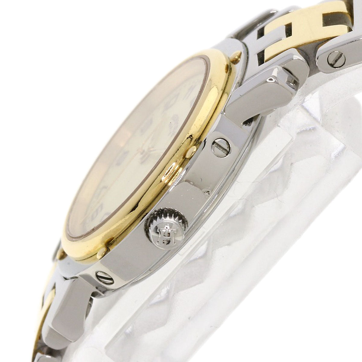 HERMES Watches Quartz CL4.220 Stainless Steel , SSxGP Silver Clipper new buckle Ivory dial Women Used