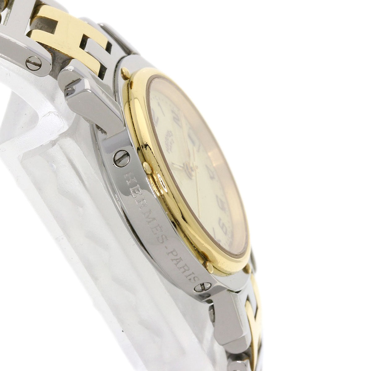 HERMES Watches Quartz CL4.220 Stainless Steel , SSxGP Silver Clipper new buckle Ivory dial Women Used