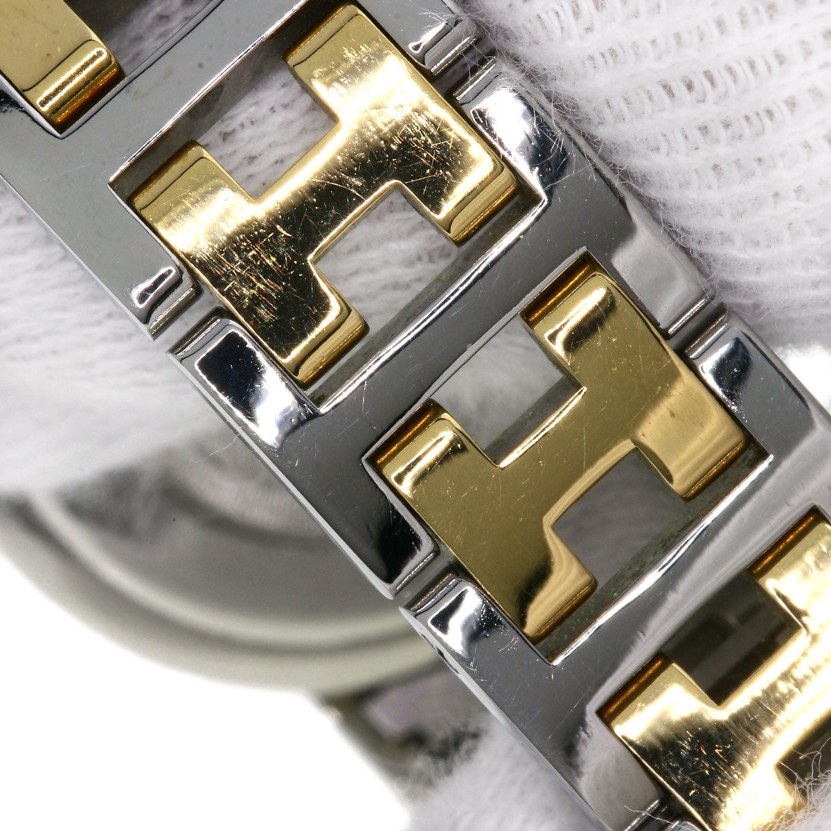 HERMES Watches Quartz CL4.220 Stainless Steel , SSxGP Silver Clipper new buckle Ivory dial Women Used