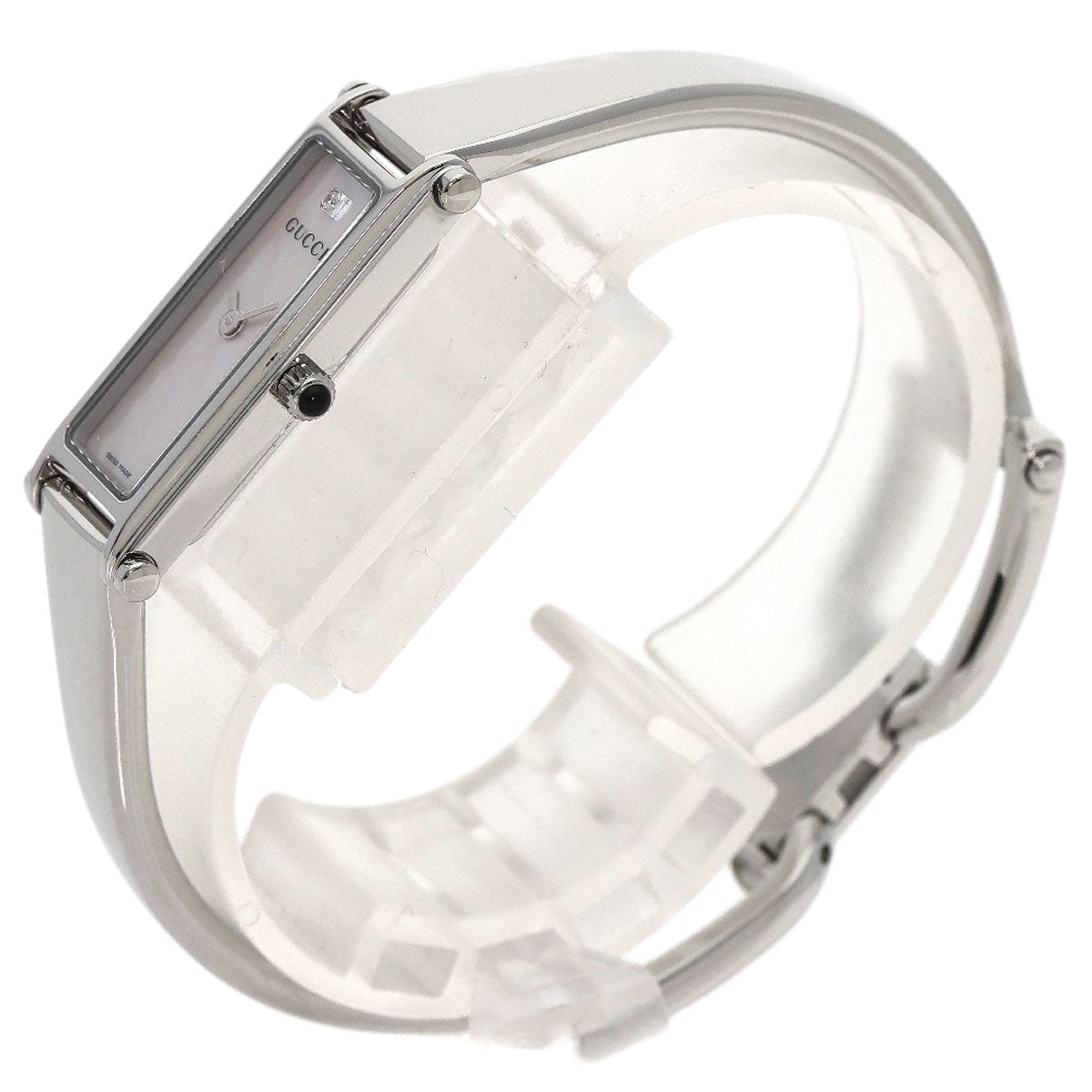 GUCCI Watches Quartz 1500L Stainless Steel , Stainless Steel Silver Square Face 1P Diamond White shell dial Women Used