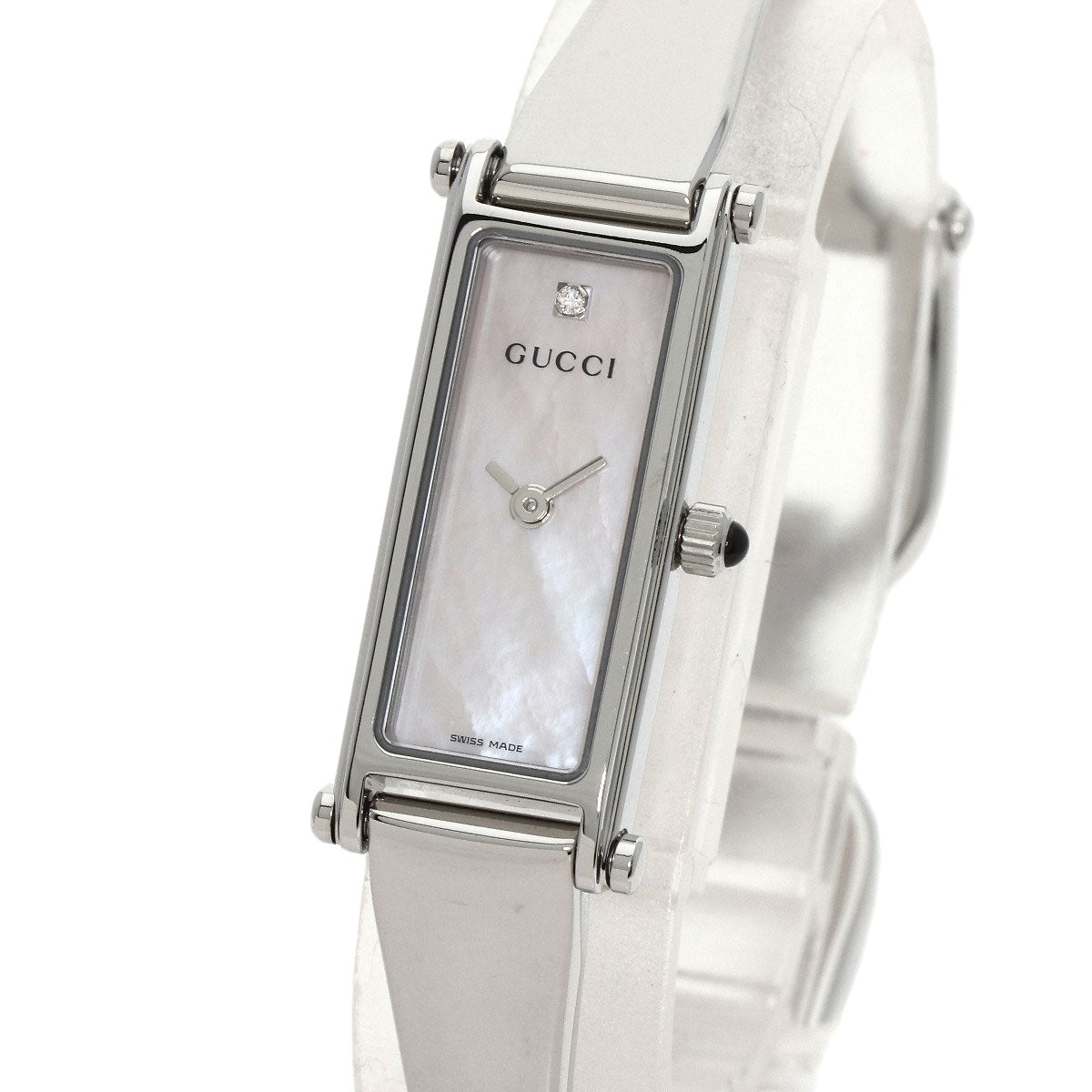 GUCCI Watches Quartz 1500L Stainless Steel , Stainless Steel Silver Square Face 1P Diamond White shell dial Women Used