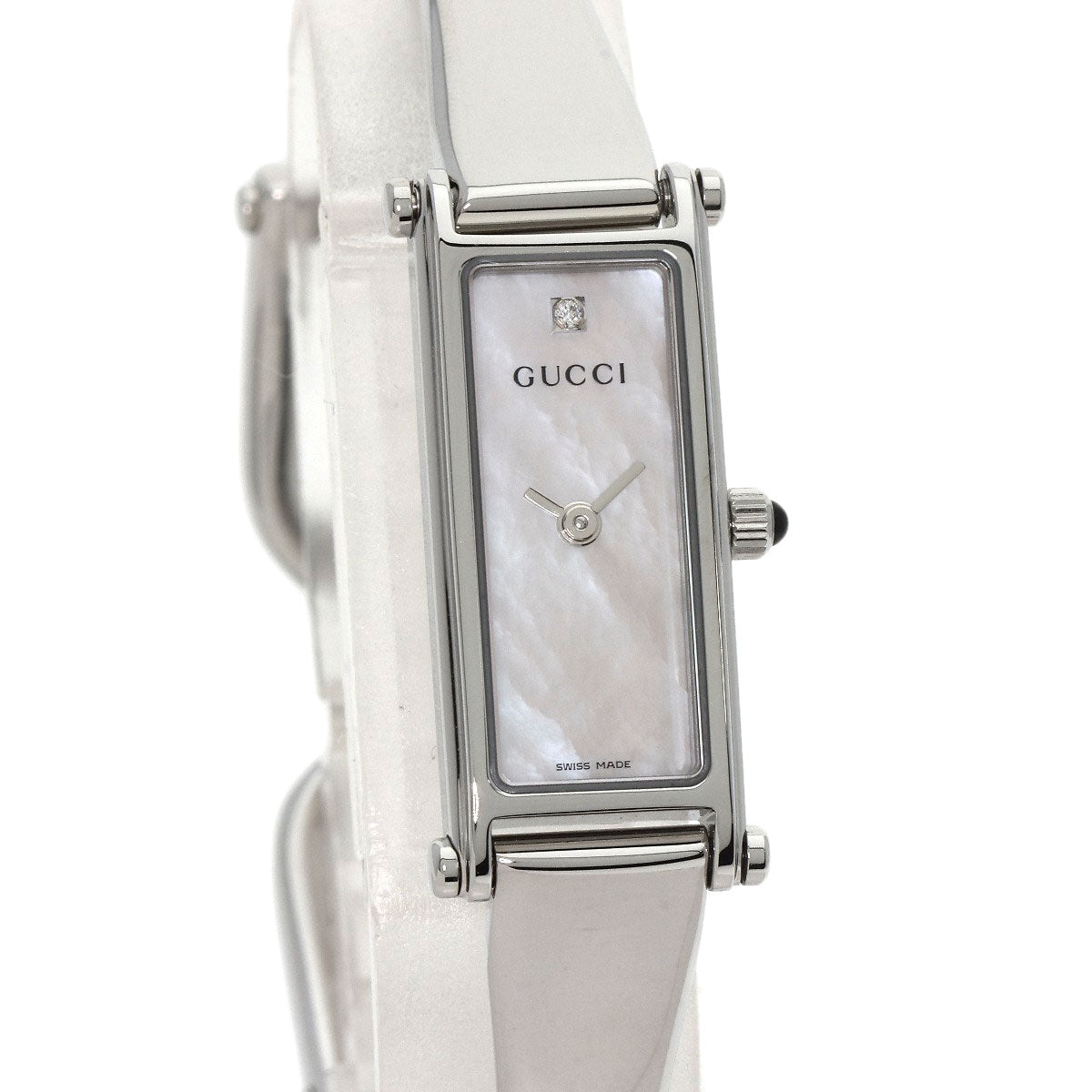 GUCCI Watches Quartz 1500L Stainless Steel , Stainless Steel Silver Square Face 1P Diamond White shell dial Women Used