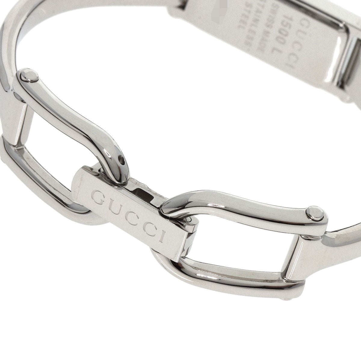 GUCCI Watches Quartz 1500L Stainless Steel , Stainless Steel Silver Square Face 1P Diamond White shell dial Women Used