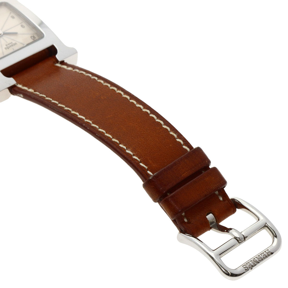 HERMES Watches Quartz HH1.210 Stainless Steel, Leather Silver H watch Deburuturu Silver dial Women Used