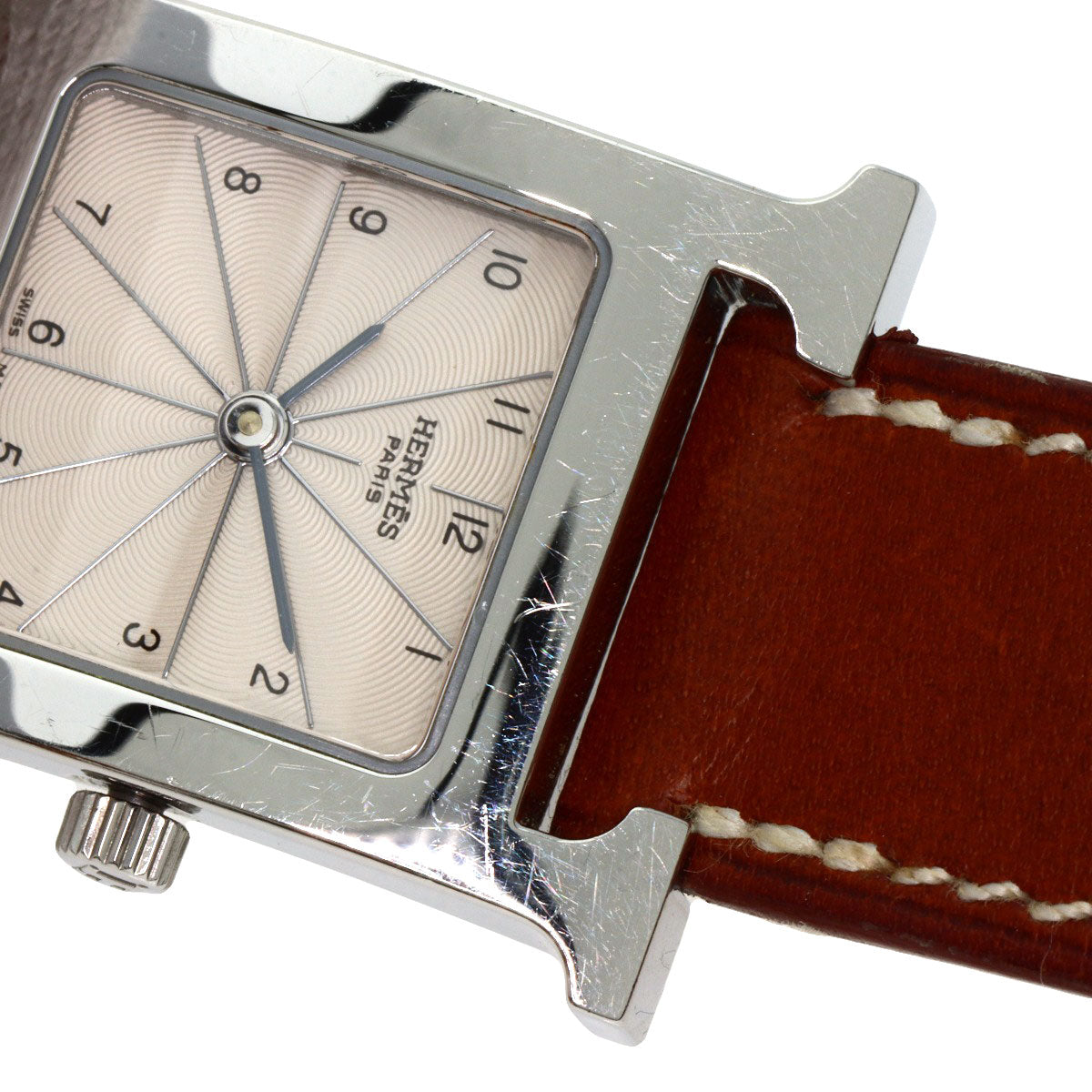 HERMES Watches Quartz HH1.210 Stainless Steel, Leather Silver H watch Deburuturu Silver dial Women Used