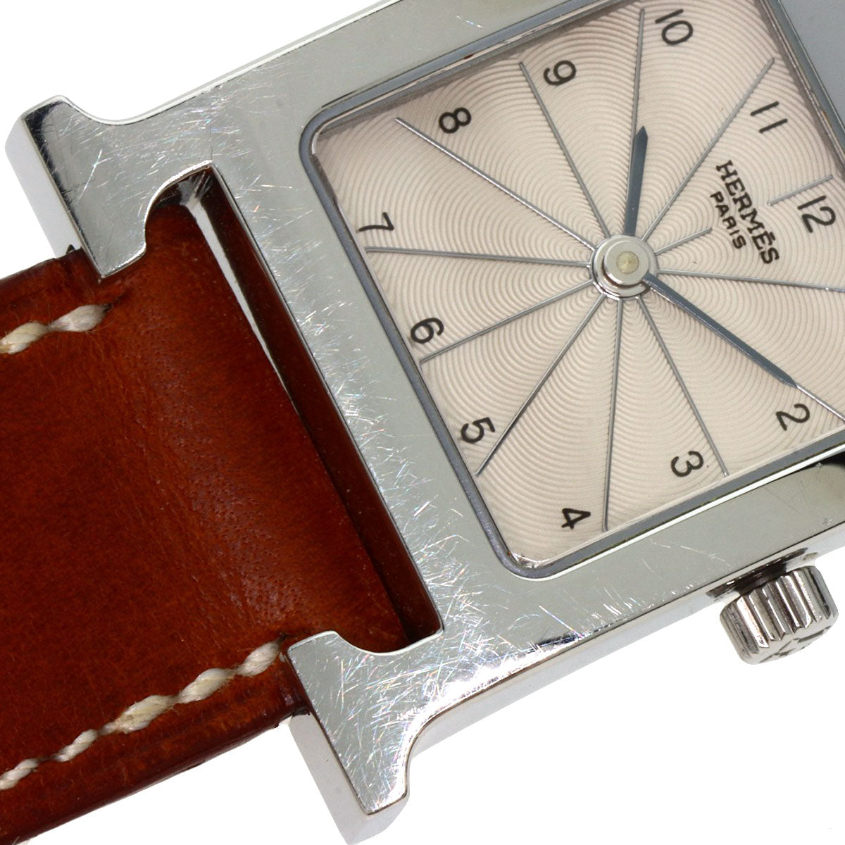 HERMES Watches Quartz HH1.210 Stainless Steel, Leather Silver H watch Deburuturu Silver dial Women Used