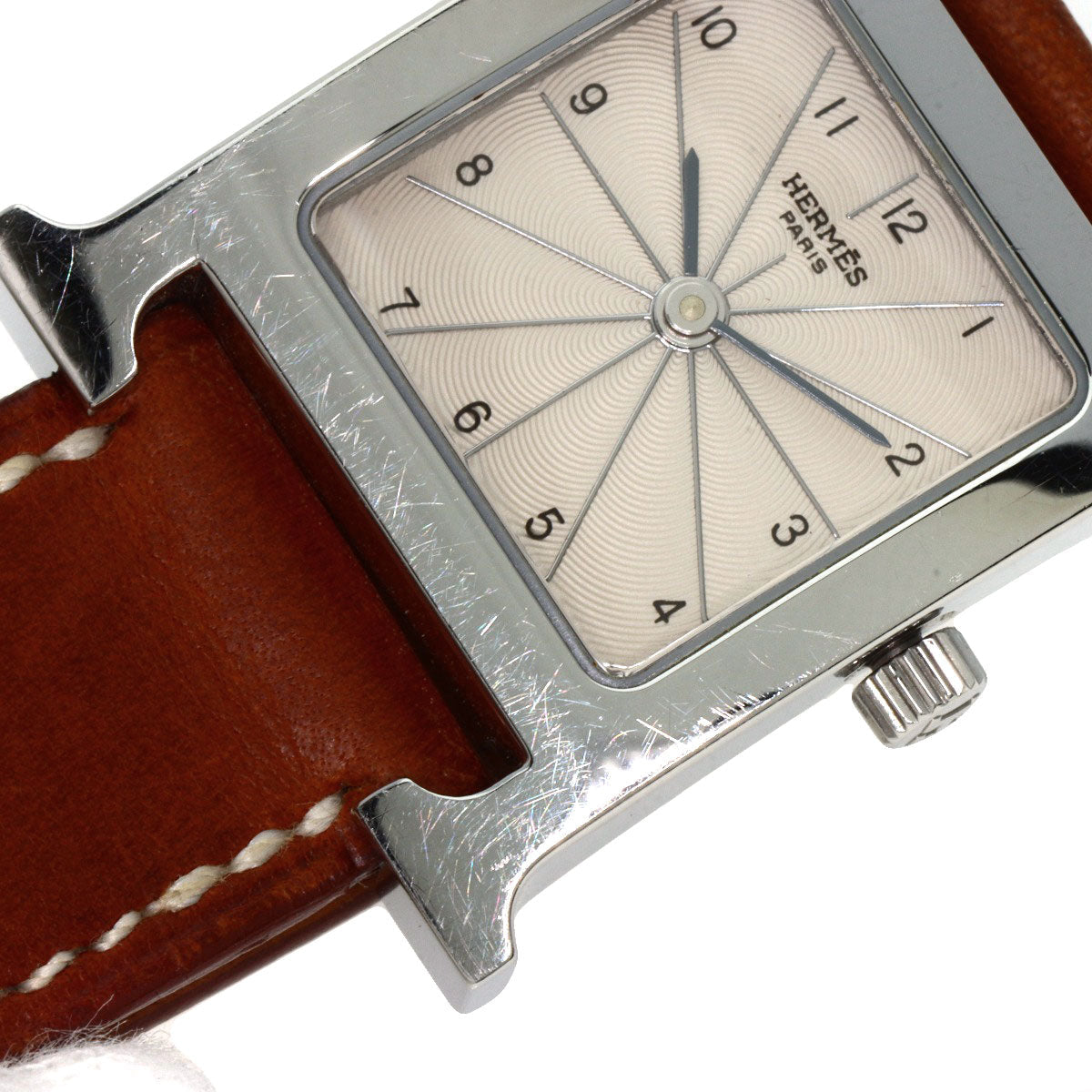 HERMES Watches Quartz HH1.210 Stainless Steel, Leather Silver H watch Deburuturu Silver dial Women Used