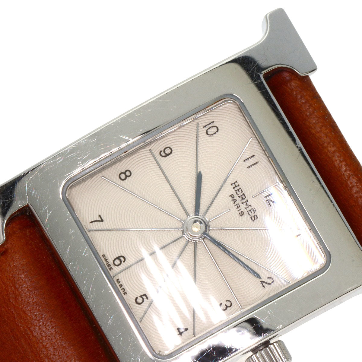 HERMES Watches Quartz HH1.210 Stainless Steel, Leather Silver H watch Deburuturu Silver dial Women Used