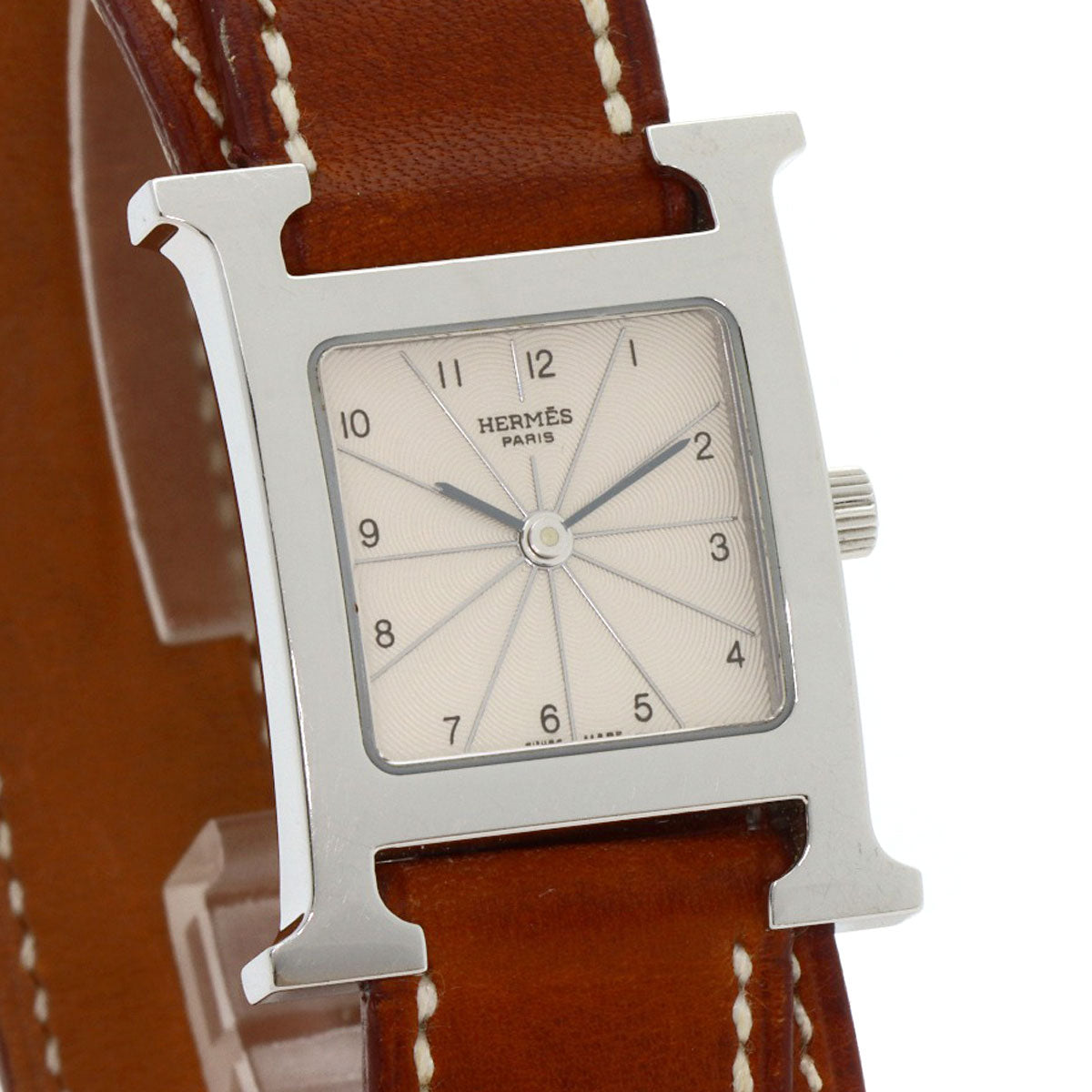 HERMES Watches Quartz HH1.210 Stainless Steel, Leather Silver H watch Deburuturu Silver dial Women Used