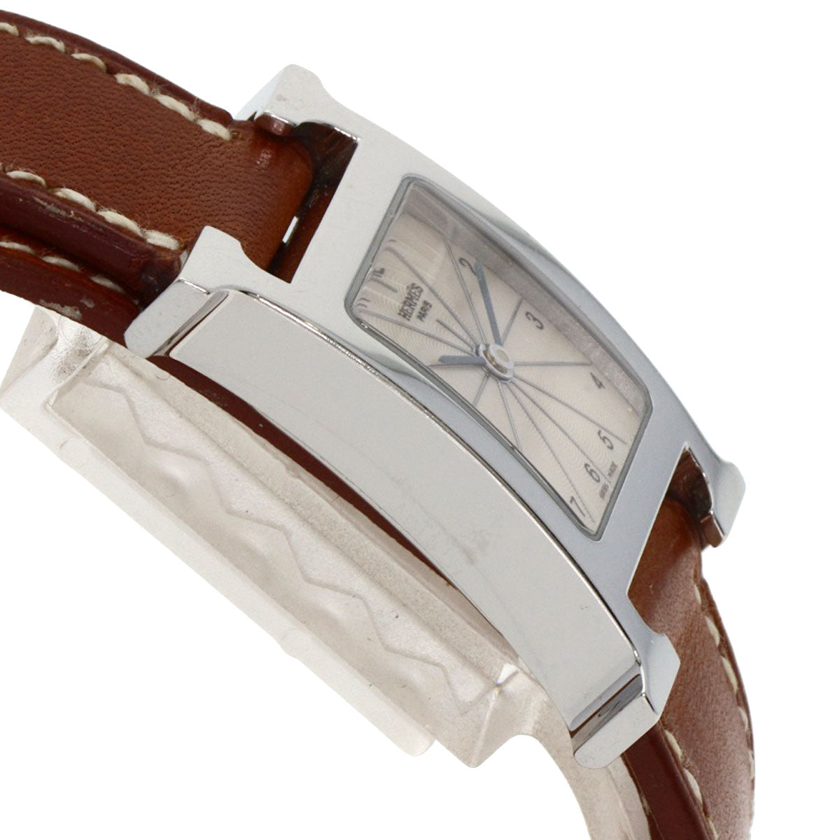 HERMES Watches Quartz HH1.210 Stainless Steel, Leather Silver H watch Deburuturu Silver dial Women Used