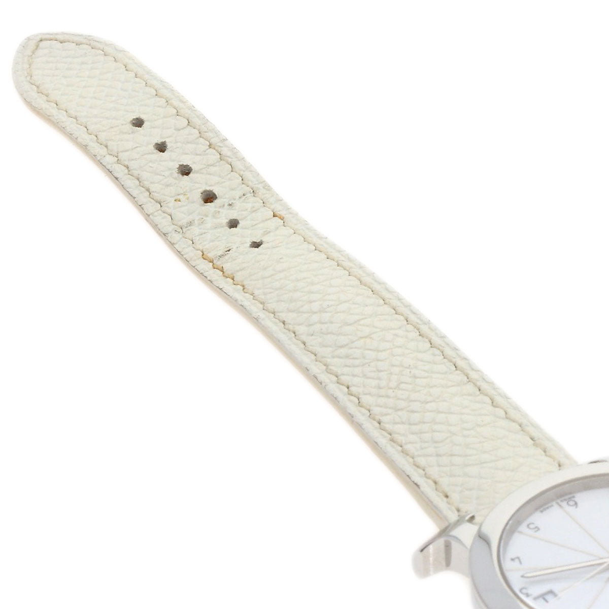 HERMES Watches Quartz HR1.510 Stainless Steel, Leather Silver H watch Rondo white dial Women Used