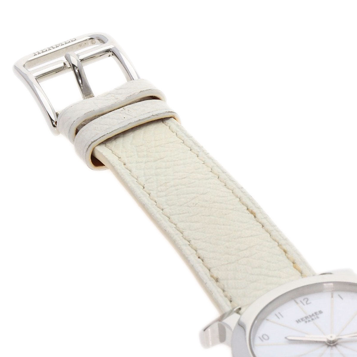 HERMES Watches Quartz HR1.510 Stainless Steel, Leather Silver H watch Rondo white dial Women Used