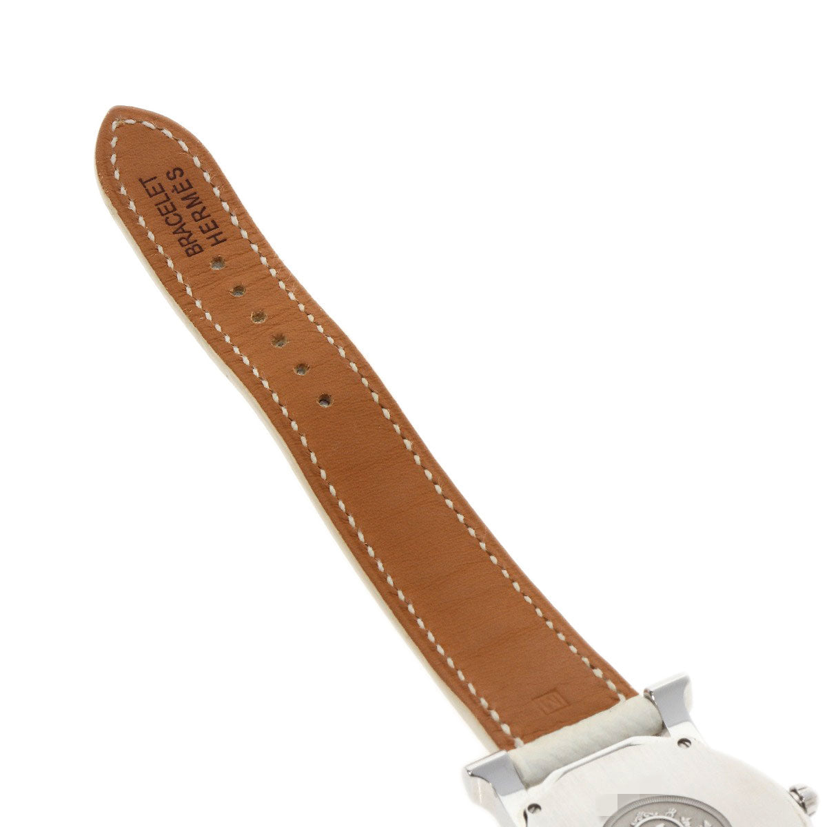 HERMES Watches Quartz HR1.510 Stainless Steel, Leather Silver H watch Rondo white dial Women Used