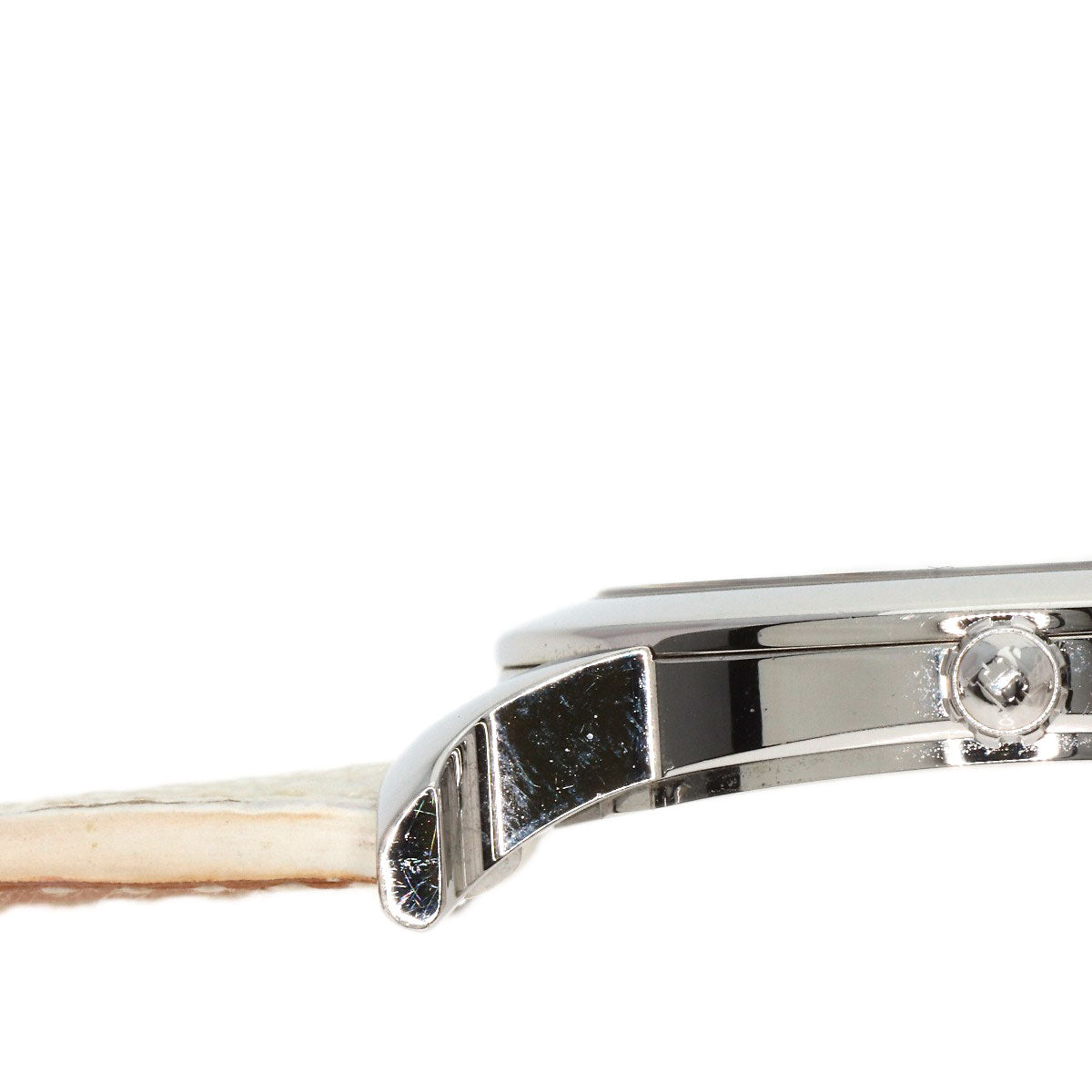 HERMES Watches Quartz HR1.510 Stainless Steel, Leather Silver H watch Rondo white dial Women Used