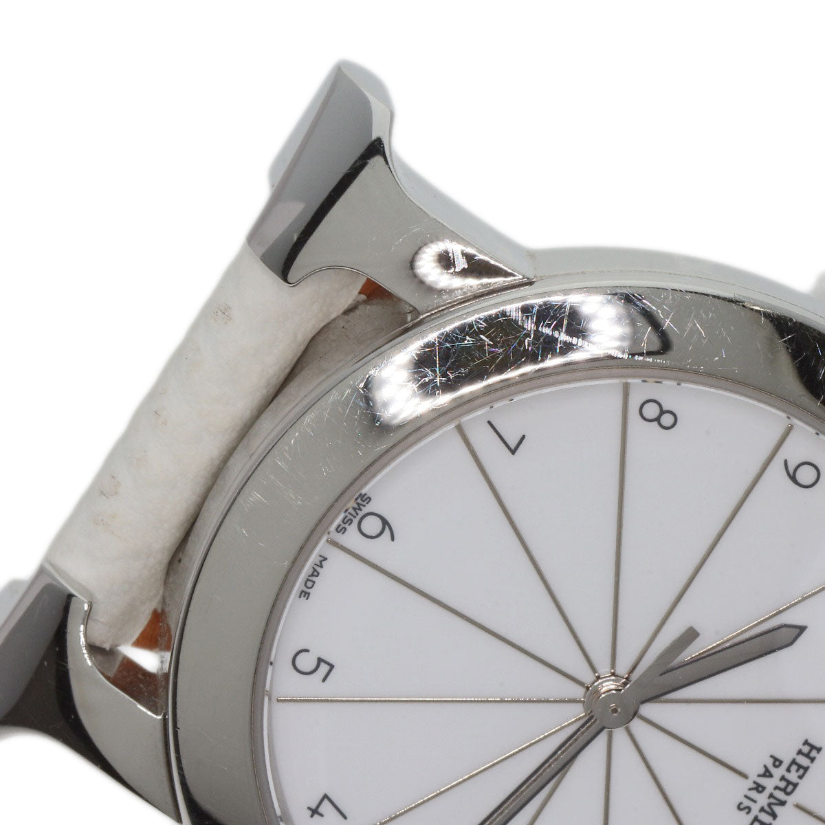 HERMES Watches Quartz HR1.510 Stainless Steel, Leather Silver H watch Rondo white dial Women Used
