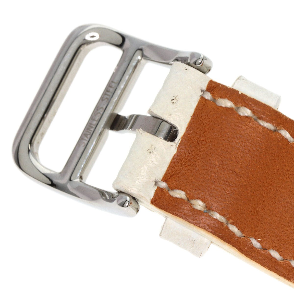 HERMES Watches Quartz HR1.510 Stainless Steel, Leather Silver H watch Rondo white dial Women Used