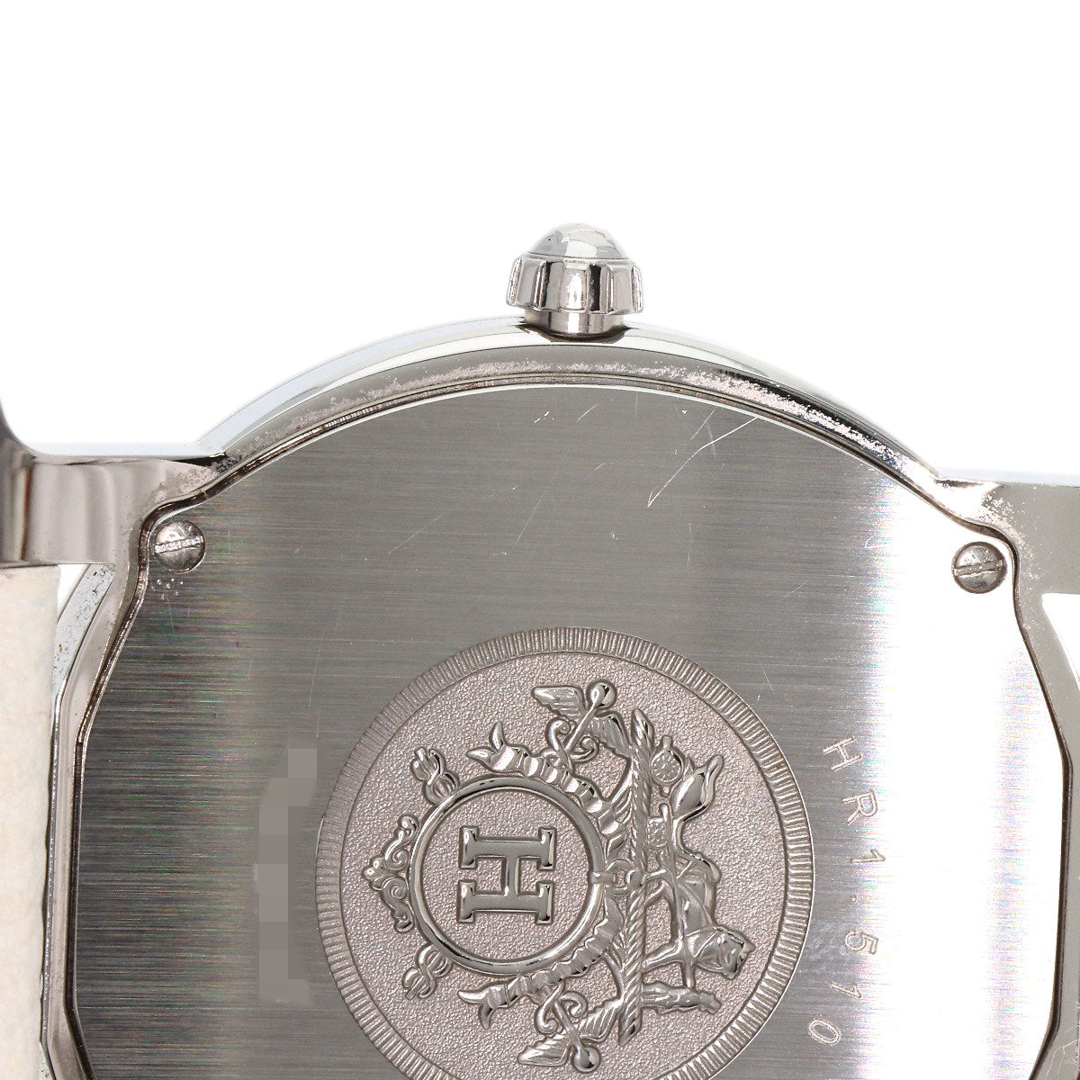 HERMES Watches Quartz HR1.510 Stainless Steel, Leather Silver H watch Rondo white dial Women Used